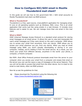 How to Configure NIC/GOV Email in Mozilla Thunderbird Mail Client?