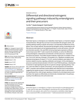 Differential and Directional Estrogenic Signaling Pathways Induced by Enterolignans and Their Precursors