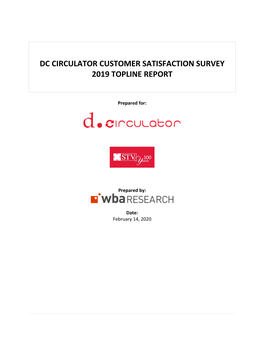 Dc Circulator Customer Satisfaction Survey 2019 Topline Report