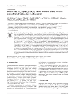 Dobšináite, Ca Ca(Aso ) ·2H O, a New Member of the Roselite Group from Dobšiná (Slovak Republic)