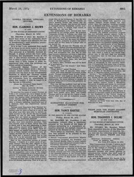 EXTENSIONS of REMARKS 8915 EXTENSIONS of REMARKS LOWELL THOMAS, LIFELONG Chose Ohio As His Birthplace