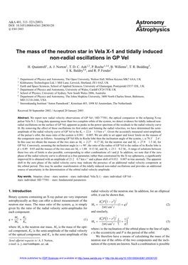 The Mass of the Neutron Star in Vela X-1 and Tidally Induced Non-Radial Oscillations in GP Vel