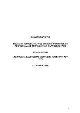 Submission to the House of Representatives Standing