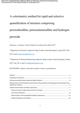 A Colorimetric Method for Rapid and Selective Quantification of Mixtures