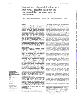 Human Intestinal Epithelial Cells Secrete Interleukin-1 Receptor