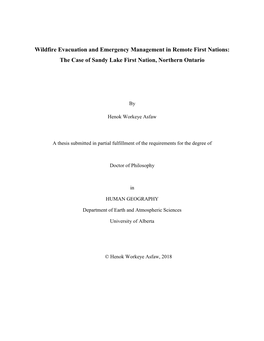 Wildfire Evacuation and Emergency Management in Remote First Nations: the Case of Sandy Lake First Nation, Northern Ontario