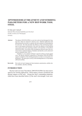 Optimized Heat Treatment and Nitriding Parameters for a New Hot-Work Tool Steel579