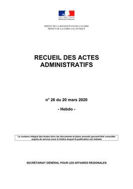 RAA N°26 Du 19 Mars 2020 Hebdo