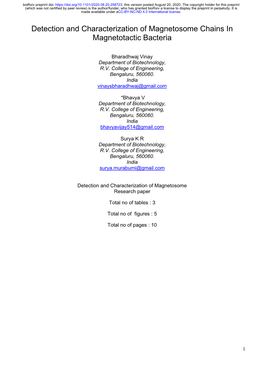 Detection and Characterization of Magnetosome Chains in Magnetotactic Bacteria