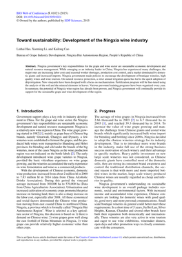 Development of the Ningxia Wine Industry