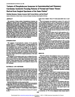 Variants of Phosphohexose Isomerase in Gastrointestinal And