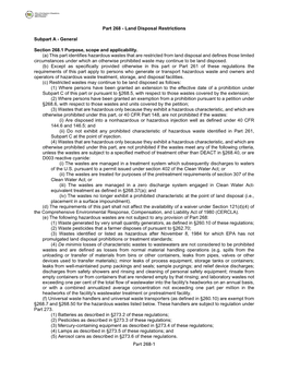 Land Disposal Restrictions Subpart A