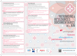 Patrimoine Et Ressources Documentaires De L'ain