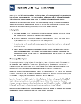 Hurricane Delta – KCC Flash Estimate
