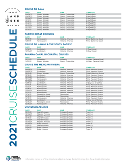 20 21 Cruise Schedule
