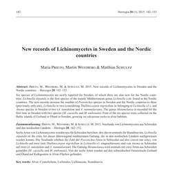 New Records of Lichinomycetes in Sweden and the Nordic Countries