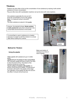 Titrations Titrations Are Done Often to Find out the Concentration of One Substance by Reacting It with Another Substance of Known Concentration