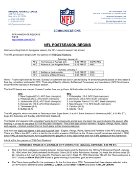 Nfl Postseason Begins