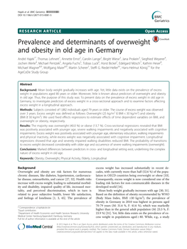 Prevalence and Determinants of Overweight and Obesity in Old Age