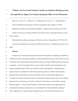 Climate, Sea Level and Tectonic Controls on Sediment Discharge From