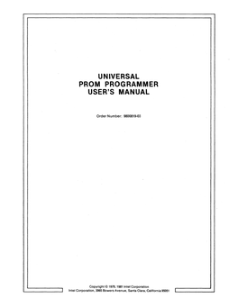 Universal Prom Programmer User's Manual