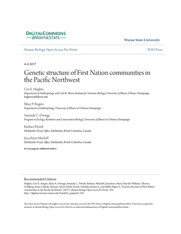 Genetic Structure of First Nation Communities in the Pacific Northwest