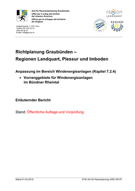 Richtplanung Graubünden – Regionen Landquart, Plessur Und Imboden