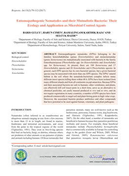 Entomopathogenic Nematodes and Their Mutualistic Bacteria: Their Ecology and Application As Microbial Control Agents