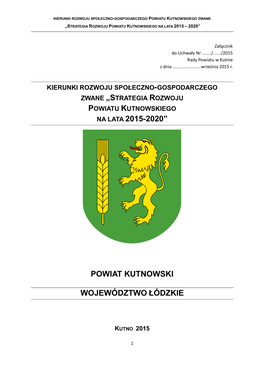 Strategia Rozwoju Powiatu Kutnowskiego Na Lata 2015 – 2020”