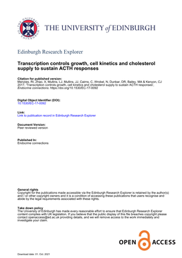 Transcription Controls Growth, Cell Kinetics and Cholesterol Supply to Sustain ACTH Responses