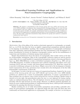 Generalized Learning Problems and Applications to Non-Commutative Cryptography