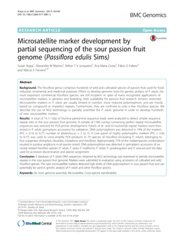 Microsatellite Marker Development by Partial Sequencing of the Sour