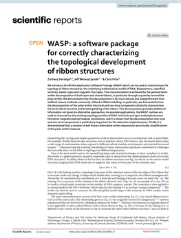 WASP: a Software Package for Correctly Characterizing the Topological Development of Ribbon Structures Zachary Sierzega1,3, Jef Wereszczynski1* & Chris Prior2