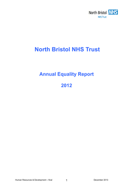 North Bristol NHS Trust Annual Equality Report 2012-2013.Pdf