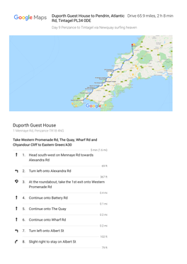 Duporth Guest House to Pendrin, Atlantic Rd, Tintagel PL34 0DE - Google Maps