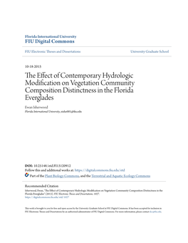 The Effect of Contemporary Hydrologic Modification on Vegetation Community Composition Distinctness in the Florida Everglades" (2013)