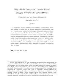 Why Did the Democrats Lose the South? Bringing New Data to an Old Debate