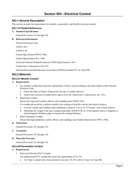 Section 923 Electrical Conduit