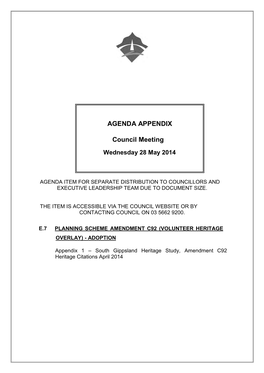 AGENDA APPENDIX Council Meeting