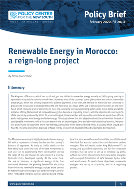 Renewable Energy in Morocco: a Reign-Long Project