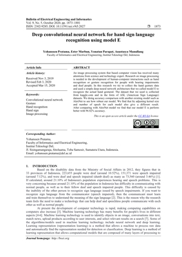 Deep Convolutional Neural Network for Hand Sign Language Recognition Using Model E