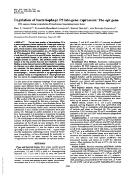 Regulation of Bacteriophage P2 Late-Gene Expression: the Ogr Gene (DNA Sequence/Cloning/Overproduction/RNA Polymerase/Transcriptional Control Factor) GAIL E