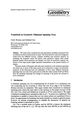 Transitions in Geometric Minimum Spanning Trees