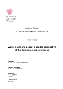 A Gender Perspective of the Colombian Peace Process