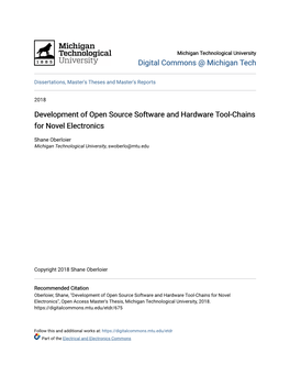 Development of Open Source Software and Hardware Tool-Chains for Novel Electronics