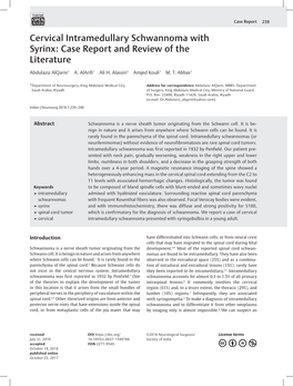 Cervical Intramedullary Schwannoma with Syrinx: Case Report and Review of the Literature