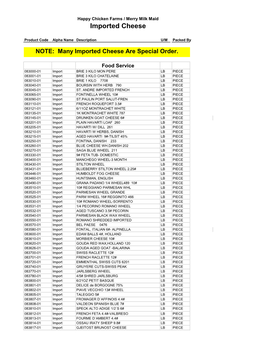 Imported Cheese