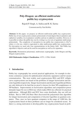 Poly-Dragon: an Efficient Multivariate Public Key Cryptosystem