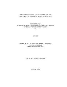 Perception of Social Loafing, Conflict, and Emotion in the Process of Group Development