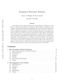 [Astro-Ph.EP] 9 Oct 2012 Exoplanet Detection Methods